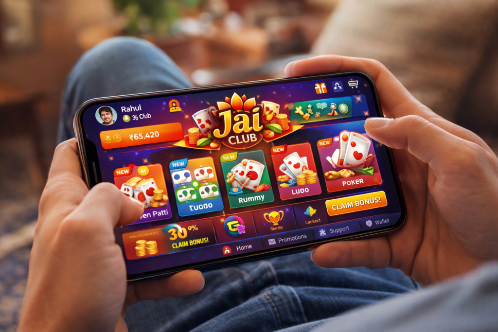 Jai Club Login & Download page showing step-by-step process to sign in, install the app, and start playing online games easily on mobile and desktop.