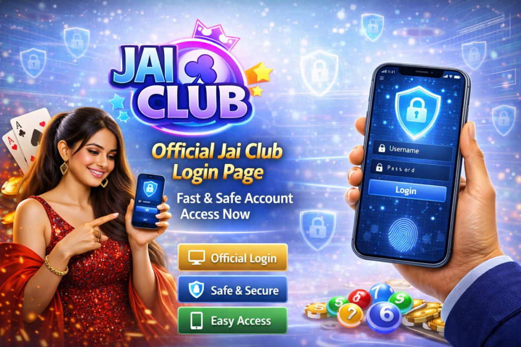 Official Jai Club Login Page 2026 showing a secure mobile login interface with username and password fields, fast access button, and a clean, user-friendly design for safe account login.