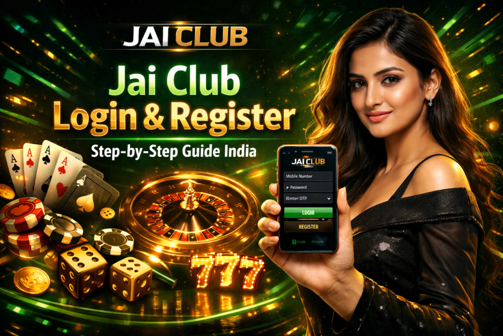 Jai Club login and register step-by-step guide in India showing mobile signup, OTP verification, and secure account access process