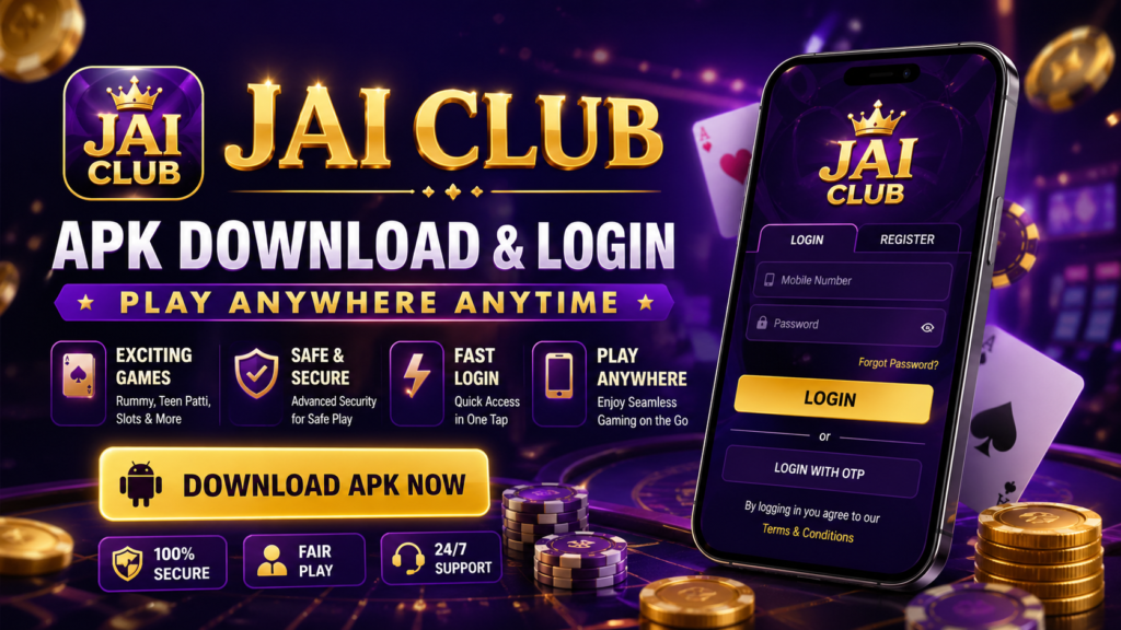 Jai Club app login screen showing secure access page for users