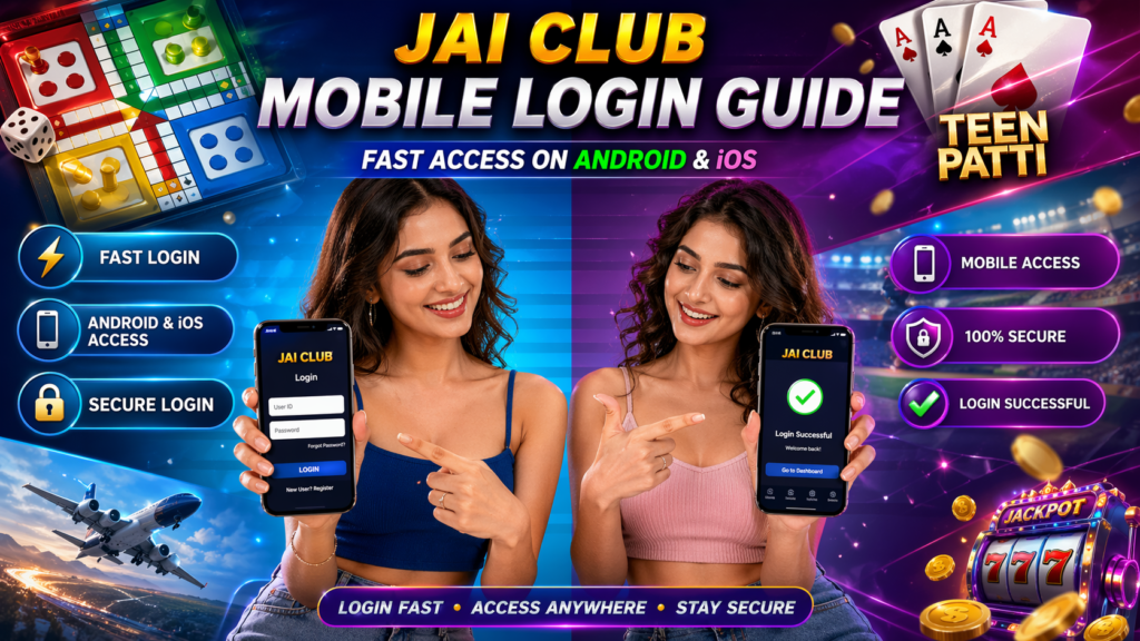jai club mobile login guide on the jai club official website showing secure jai club id access on android and ios devices with fast login, smooth interface, and easy access to jai club game features for users